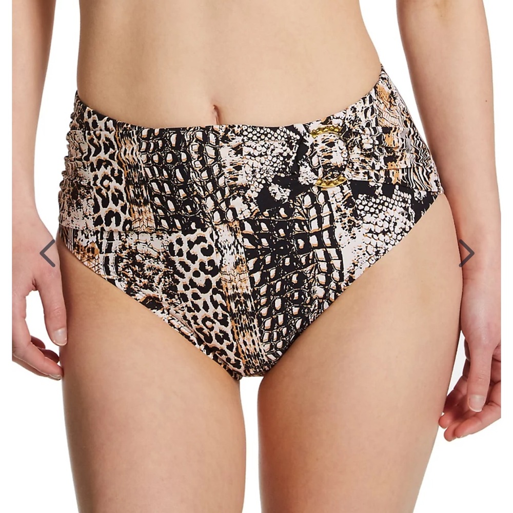 BLEU BY ROD BEATTIE HIGH-WAIST DRAPED BIKINI BOTTOMS
